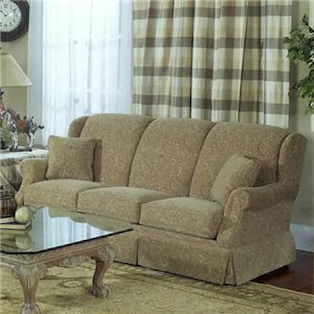 Traditional Stationary Sofa with Tight Back and Skirted Base